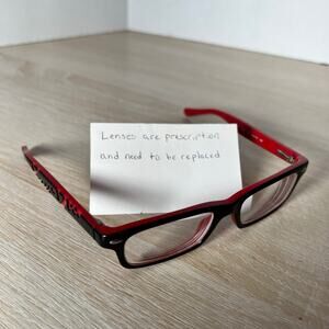 Ray-Ban RB1535 3573 Youth Eyeglasses Black Red Frames READ 46-16-125